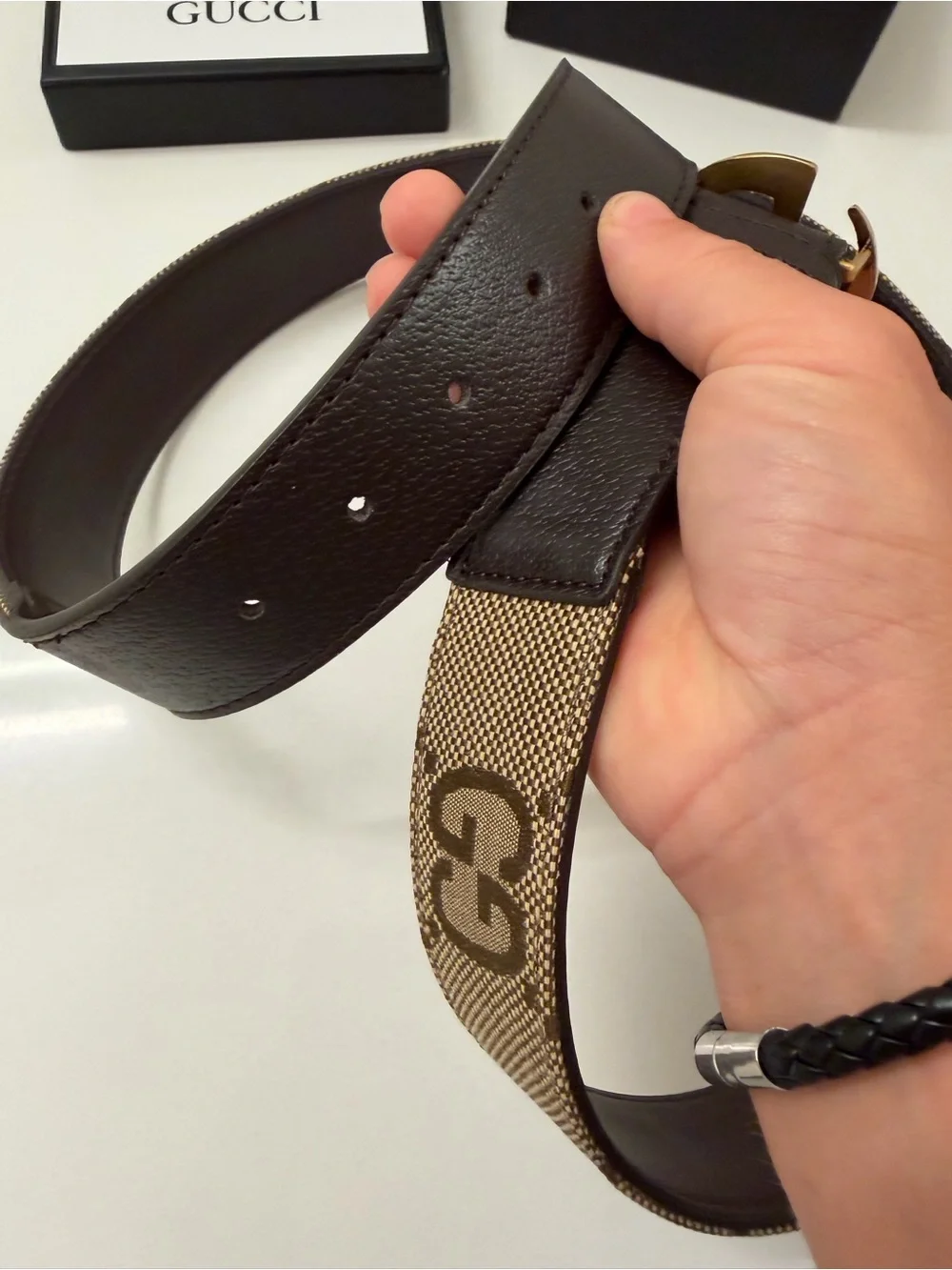 Gucci GG Canvas Double G Belt – Brown/Beige